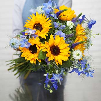 Bouquet girasoles azul